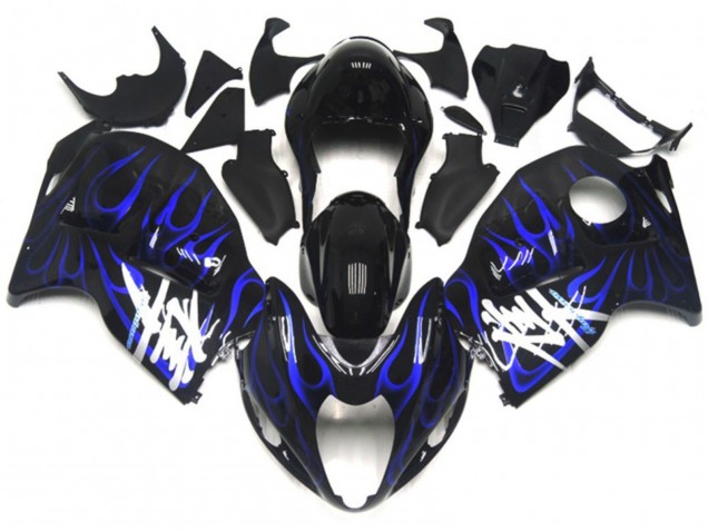 Schwarz Mit Tiefes Blau Flamme 1997-2007 Suzuki GSXR 1300 Motorrad Verkleidungen Schwarz Mit Tiefes Blau Flamme 1997-2007 Suzuki GSXR 1300 Motorrad Verkleidungen