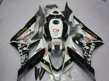 Schwarz & Weiß Playboy 2007-2008 Honda CBR600RR Motorrad Verkleidungen