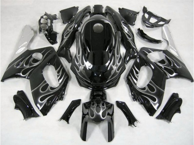 Schwarz & Silber Flamme 1998-2007 Yamaha YZF600 Motorrad Verkleidungen Schwarz & Silber Flamme 1998-2007 Yamaha YZF600 Motorrad Verkleidungen