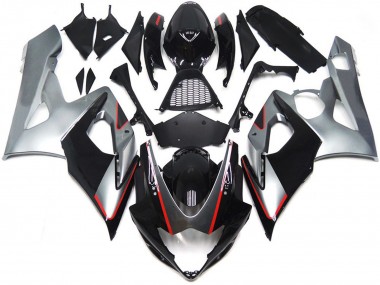 Schwarz & Silber Glänzend Mit Rot 2005-2006 Suzuki GSXR 1000 Motorrad Verkleidungen