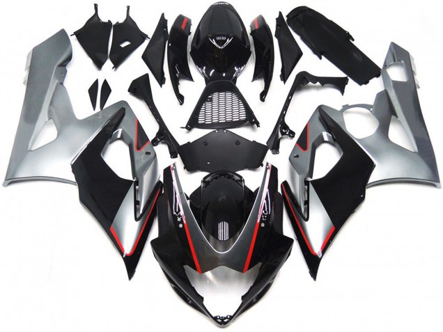 Schwarz & Silber Glänzend Mit Rot 2005-2006 Suzuki GSXR 1000 Motorrad Verkleidungen Schwarz & Silber Glänzend Mit Rot 2005-2006 Suzuki GSXR 1000 Motorrad Verkleidungen