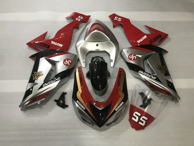 Silber Glänzend & Rot 2006-2007 Kawasaki ZX10R Motorrad Verkleidungen Silber Glänzend & Rot 2006-2007 Kawasaki ZX10R Motorrad Verkleidungen