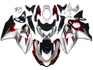 Silber Mit Roten Akzenten 2009-2016 Suzuki GSXR 1000 Motorrad Verkleidungen