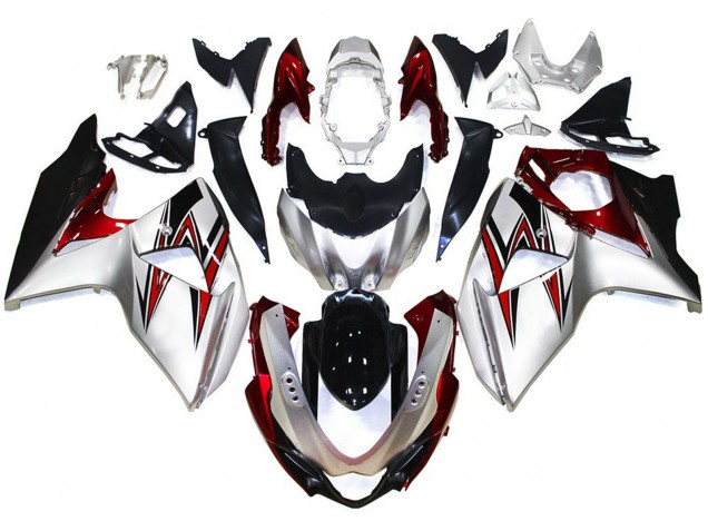Silber Mit Roten Akzenten 2009-2016 Suzuki GSXR 1000 Motorrad Verkleidungen Silber Mit Roten Akzenten 2009-2016 Suzuki GSXR 1000 Motorrad Verkleidungen