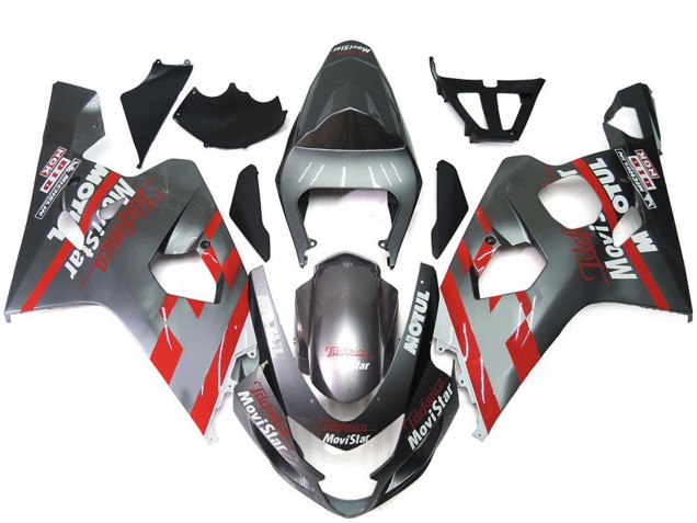 Silber & Rot Movistar 2004-2005 Suzuki GSXR 600-750 Motorrad Verkleidungen Silber & Rot Movistar 2004-2005 Suzuki GSXR 600-750 Motorrad Verkleidungen