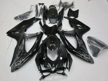 Silber & Schwarz 2008-2010 Suzuki GSXR 600-750 Motorrad Verkleidungen