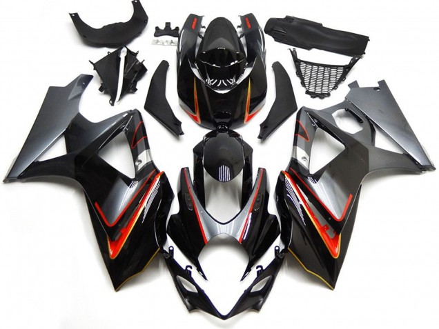 Silber & Schwarz Mit Rot 2007-2008 Suzuki GSXR 1000 Motorrad Verkleidungen
