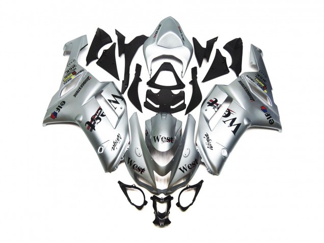 Silber West Glanz 2007-2008 Kawasaki ZX6R Motorrad Verkleidungen Silber West Glanz 2007-2008 Kawasaki ZX6R Motorrad Verkleidungen