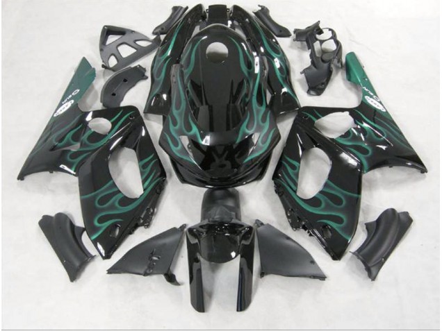 Smaragdgrün Flame 1998-2007 Yamaha YZF600 Motorrad Verkleidungen Smaragdgrün Flame 1998-2007 Yamaha YZF600 Motorrad Verkleidungen