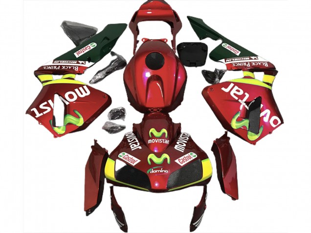 Tiefrot Movistar 2003-2004 Honda CBR600RR Motorrad Verkleidungen Tiefrot Movistar 2003-2004 Honda CBR600RR Motorrad Verkleidungen