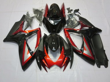 Tiefrot Schwarz 2006-2007 Suzuki GSXR 600-750 Motorrad Verkleidungen